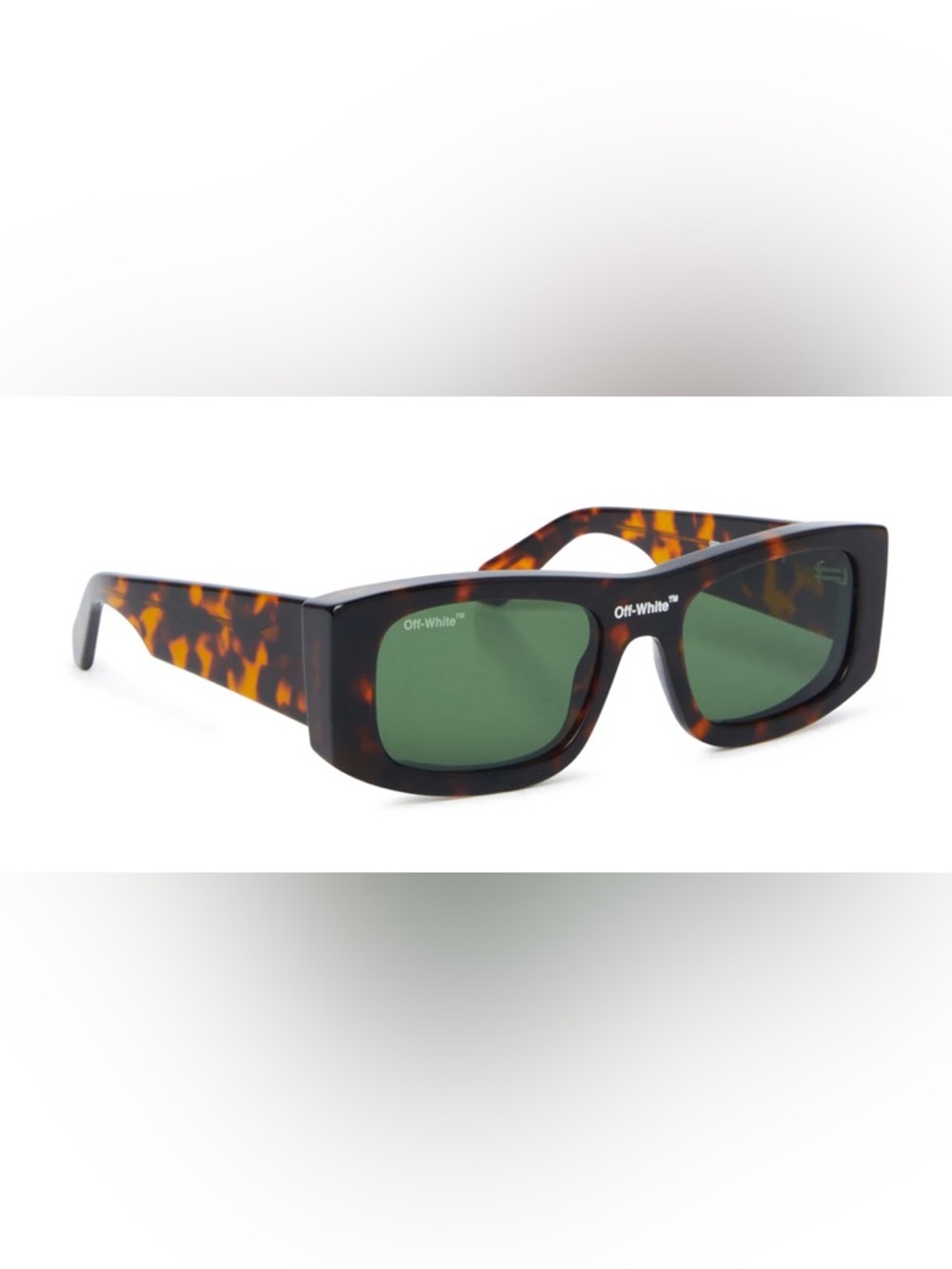 Off-White Tortoiseshell Frame Sunglasses with Green Lenses